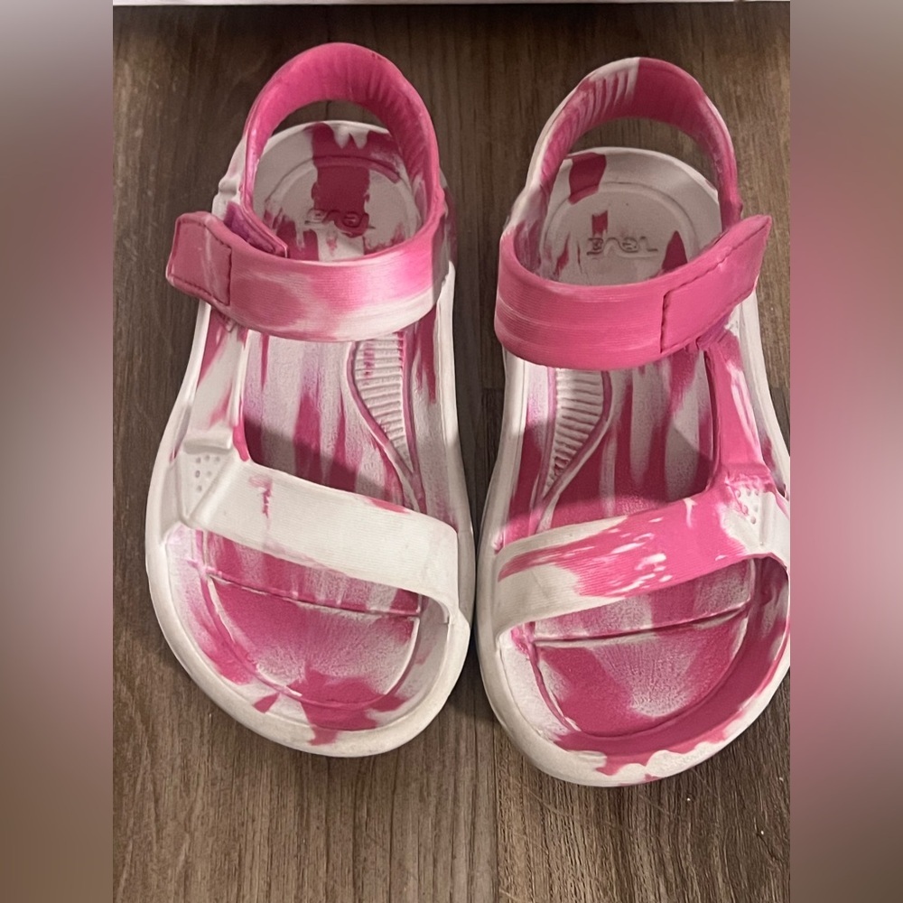 Girls Teva Pink and White Sport Sandals - Picture 2 of 5
